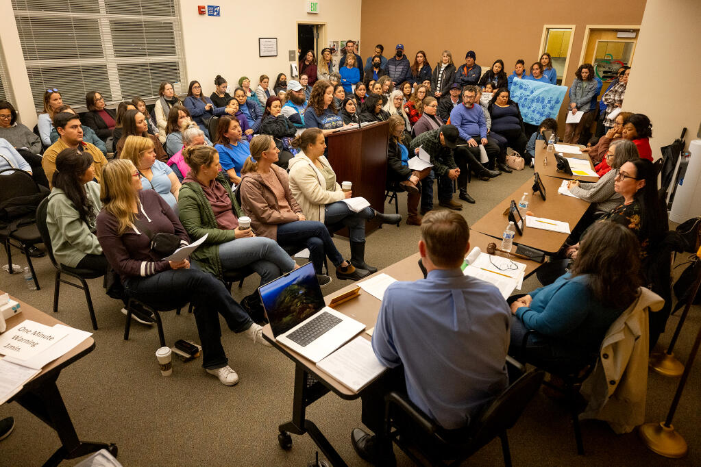 The Bellevue Union School District School Board decided to table a proposal to eliminate classified employees, Tuesday, Feb. 20, 2024, in Santa Rosa. (John Burgess / The Press Democrat file)
