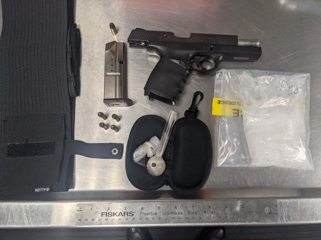 A loaded gun found in Santa Rosa hotel room on Sunday, Aug. 22, 2021, led to the arrest of a Clearlake man, reported the Sonoma County Sheriff’s Office. (Sonoma County Sheriff’s Office)