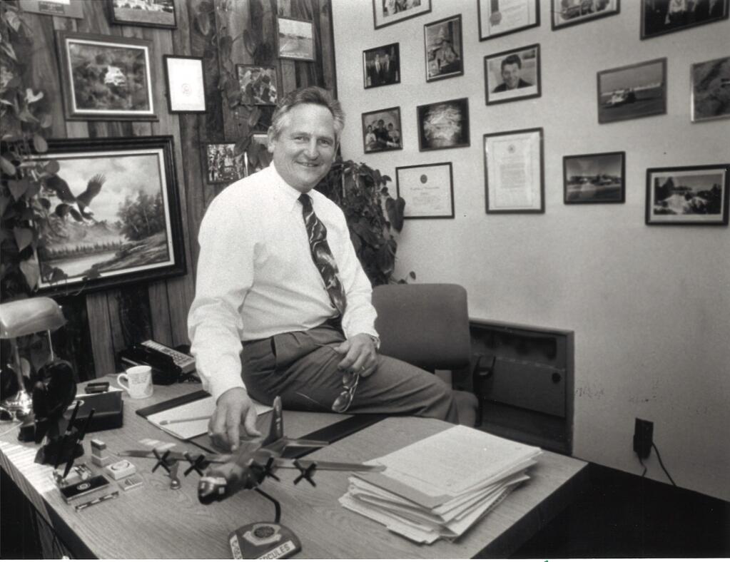 Federal Aviation Administration regional manager Walt Smith, photographed on March 18, 1994, in his office at the Sonoma County Airport. (Jeff Kan Lee/The Press Democrat) 1994