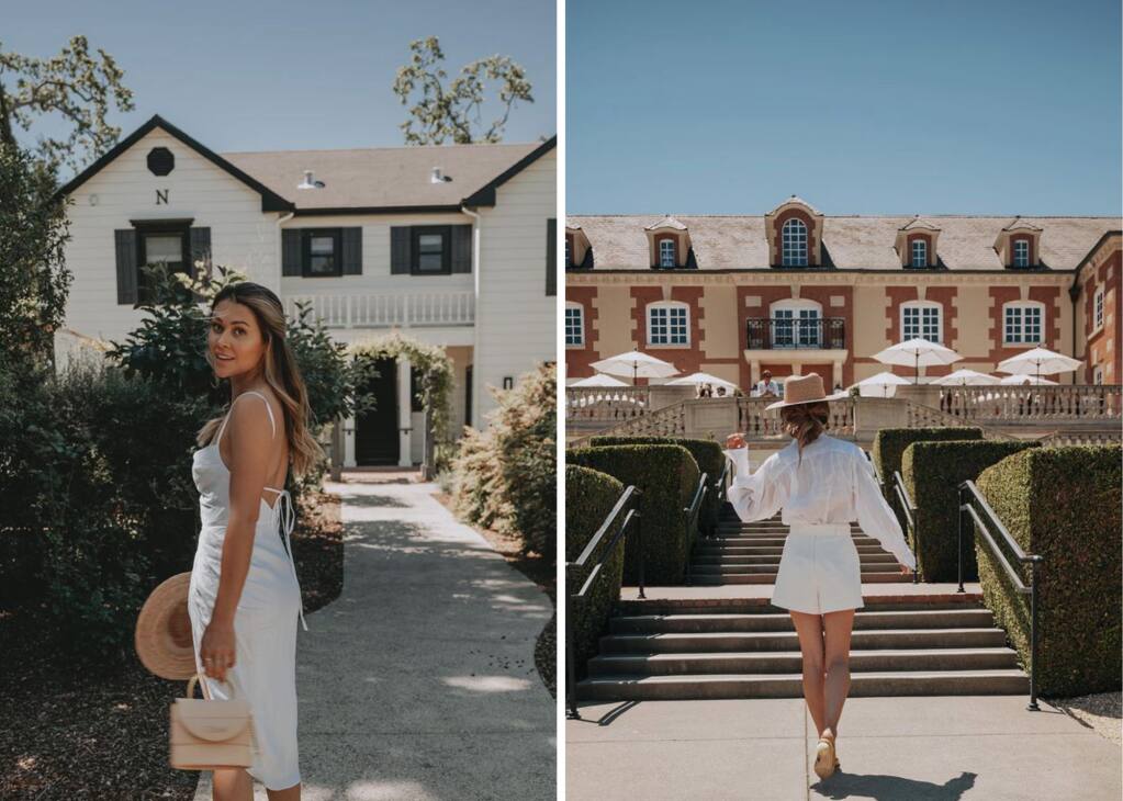 Caelynn Miller-Keyes recently shared these images of her trip to MacArthur Place in Sonoma (left) and Domaine Carneros in Napa (right). (Caelynn Miller-Keyes/Instagram)