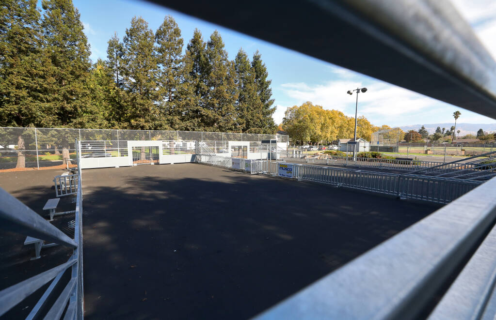 Futsal courts have been installed at Alicia Park in Rohnert Park’s A Section neighborhood. (Christopher Chung / The Press Democrat)