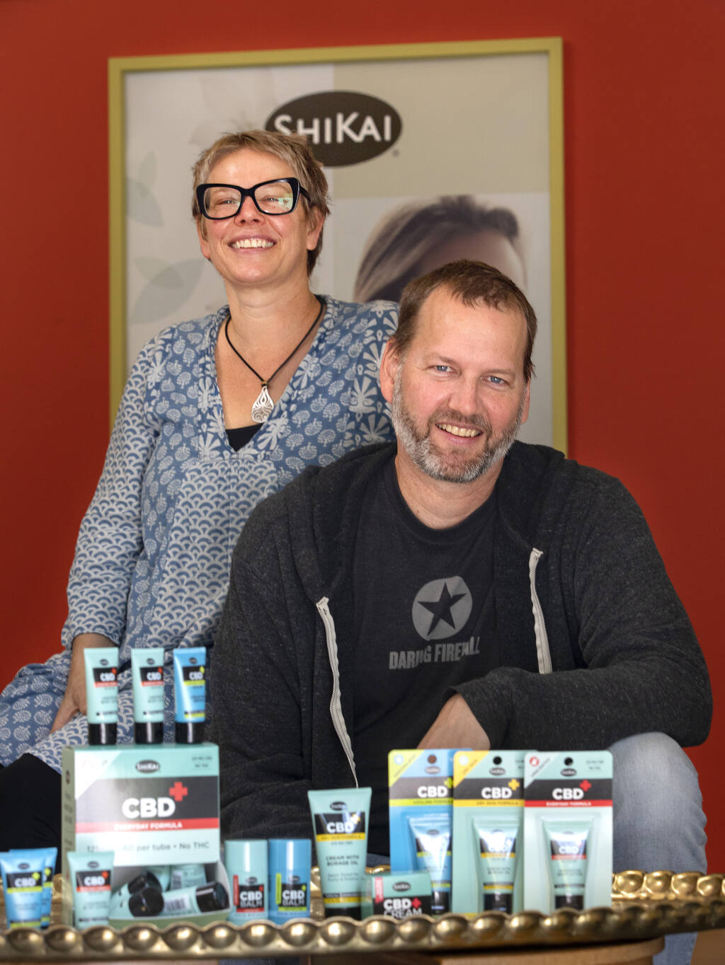 ShiKai President Jason Sepp and his sister and VP, Hilary Sepp, continue innovating the company their father started five years ago with a line of CBD topical balms and creams. Photo taken on Aug. 26, 2020. (John Burgess / The Press Democrat)