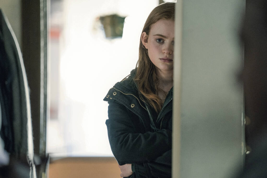 This image released by A24 shows Sadie Sink in a scene from "The Whale." (A24 via AP)