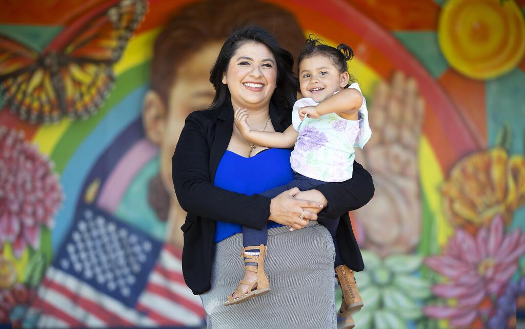 DACA recipient Gricelda Correa is happy with the Supreme Court decision last week and hopes this leads to more opportunities for herself and her daughter Sophia, 2.  (photo by John Burgess/The Press Democrat).