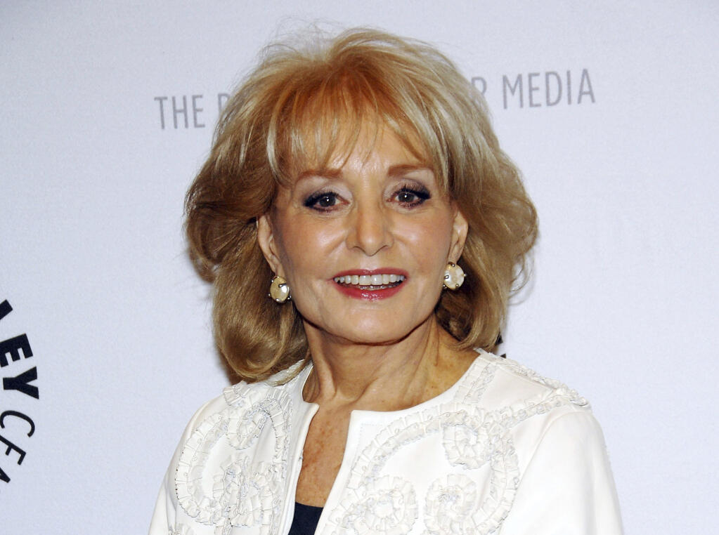 FILE - Barbara Walters arrives to participate in a panel discussion featuring the hosts of ABC's "The View," at The Paley Center for Media on April 9, 2008, in New York. Walters, a superstar and pioneer in TV news, has died, according to ABC News on Friday, Dec. 30, 2022. She was 93. (AP Photo/Evan Agostini, File)