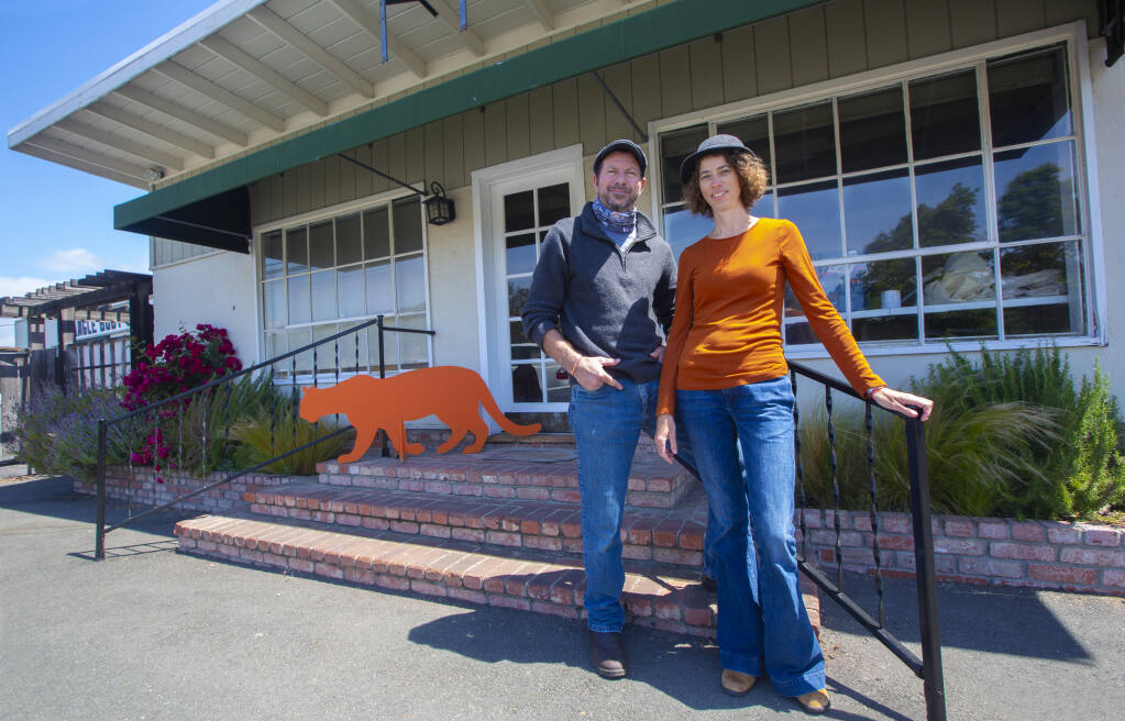 Mountain lion experts Quinton and Elizabeth Martins, shown here May 17 at their new research center and public information center on Highway 12, across from Sonoma Valley Regional Park. (Photo by Robbi Pengelly/Index-Tribune)