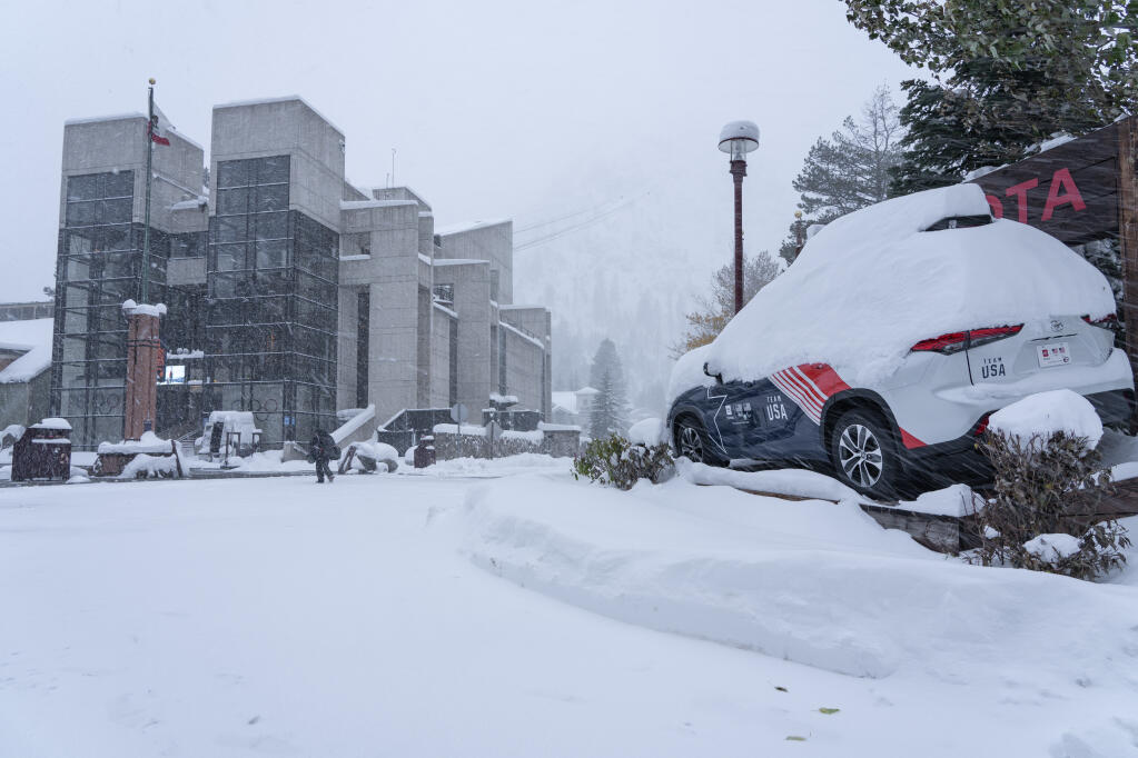 New snow at Palisades Tahoe Base Area as seen on Tuesday, Nov. 8, 2022. (Blake Kessler)