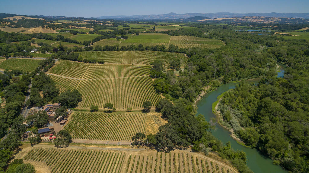 The Russian River fronts Ramey Wine Cellars Westside Farms “The Middle Reach” sub AVA which sweeps all the way from Windsor to the to the northern end of The Russian River near Guerneville, Thursday, June 29, 2023. (Chad Surmick / The Press Democrat)