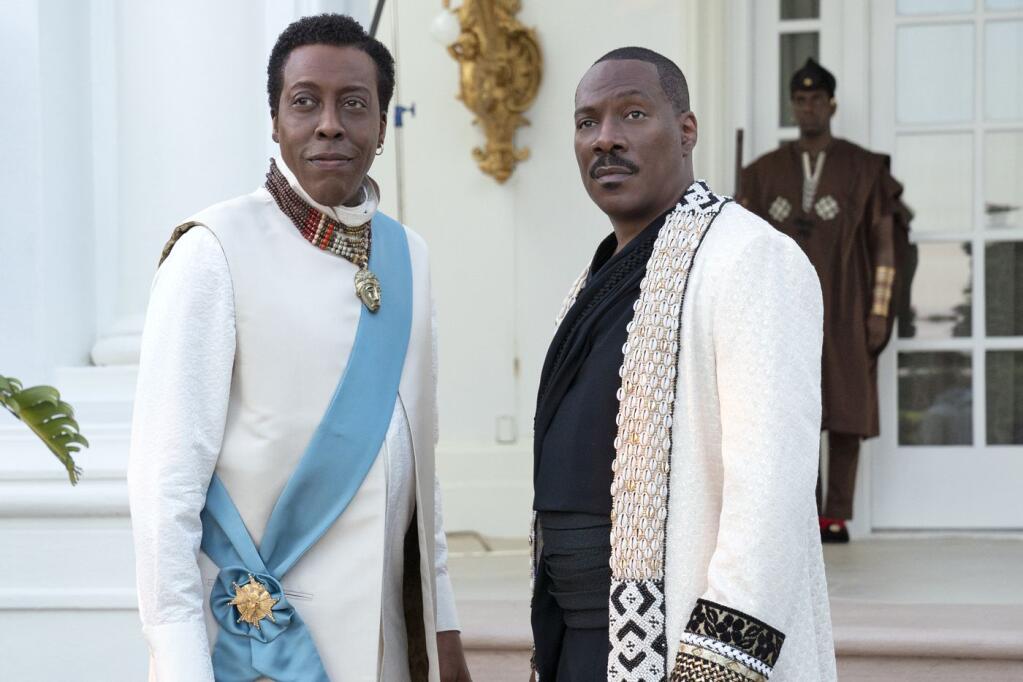 Arsenio Hall and Eddie Murphy revisit much of the same ground of the original film in 'Coming 2 America.'