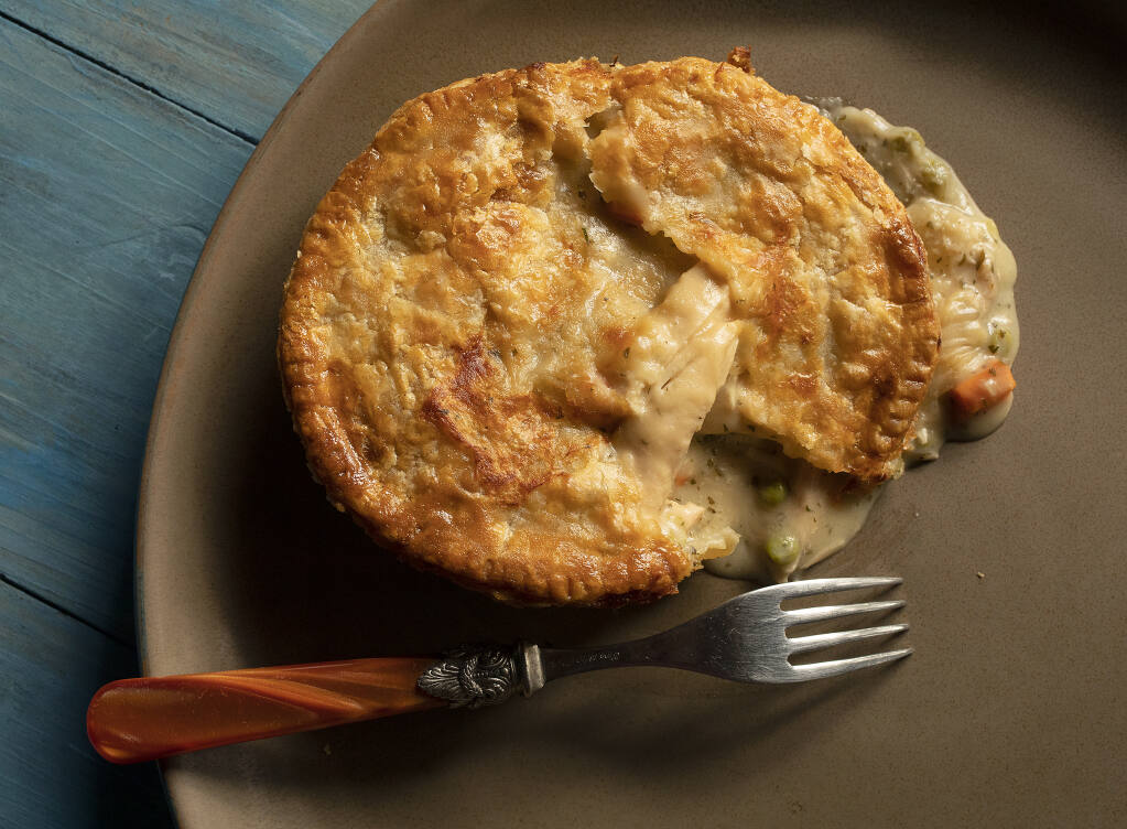 Christopher and Ciara Greenwald, owners of Bay Laurel Culinary are making frozen chicken pot pies this winter for curbside pickup. (John Burgess/The Press Democrat)