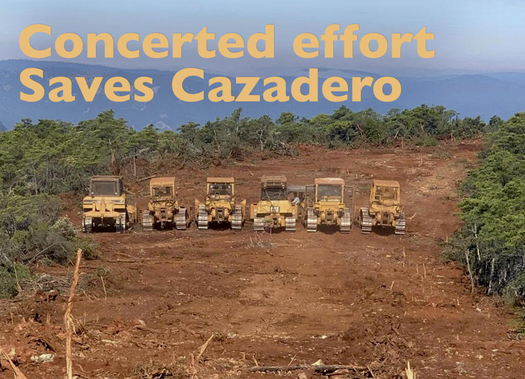 The now famous Cazadero Dozer Crew who created a multi-lane firebreak across the ridges of hills outside Cazadero and north of Rio Nido and Guerneville. We heard about the four-lane highway on top of the ridge and there it is. Seeing is believing!
