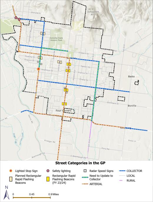 The City of Sonoma Traffic Safety Commission graphic of current and future traffic safety projects. (City of Sonoma)