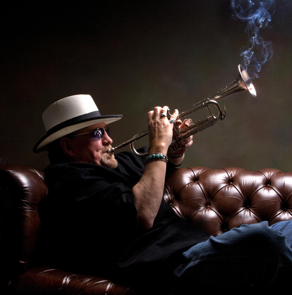 Peter Welker’s trumpet was smokin’ in this photo that appeared in the Summer 2008 issue of Petaluma Magazine. (TERRY HANKINS/ARGUS-COURIER STAFF)