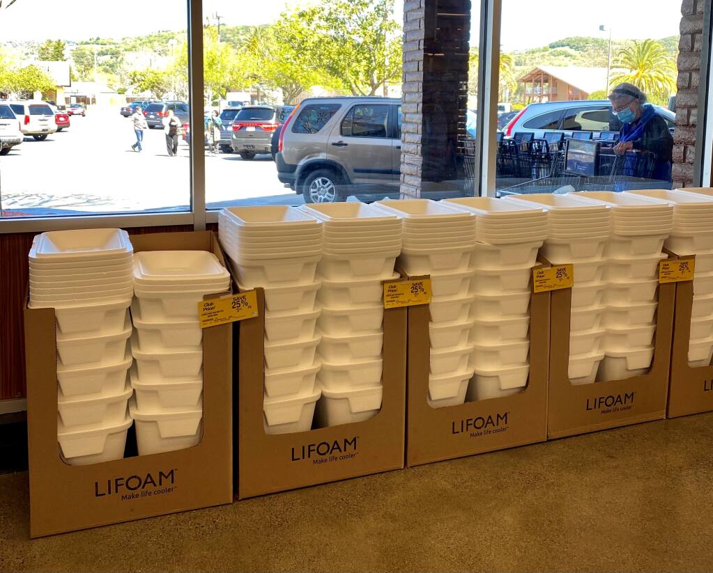 Foam coolers were available at a discount recently at the Safeway at 477 W. Napa St. in Sonoma. The Sonoma City Council is considering banning the sale of polystyrene in the city.