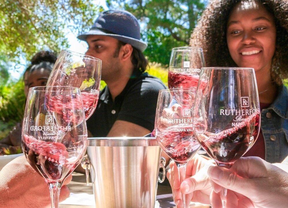 Visitors to Rutherford Ranch Winery in St. Helena swirl wine while tasting in March. Parent organization Rutherford Wine Company plans to ramp up its e-commerce efforts in 2023. (Facebook / Rutherford Ranch Winery)
