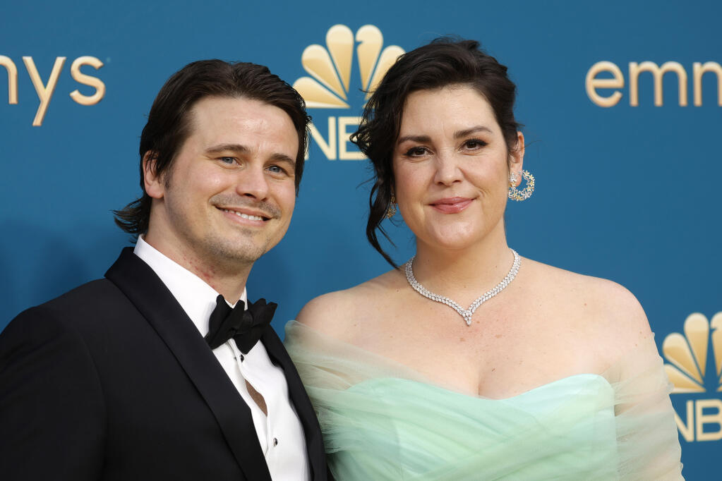 Jason Ritter and Melanie Lynskey attend the 74th Primetime Emmys at Microsoft Theater on Sept. 12, 2022, in Los Angeles. (Frazer Harrison/Getty Images/TNS)