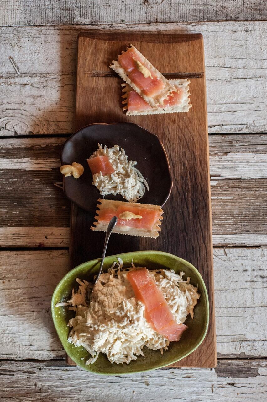 Root Vegetable Rémoulade with Smoked Salmon. (Liza Gershman)