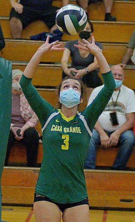 Casa Grande’s Federica Ciprandi makes a set in the Gauchos match against Santa Rosa. Last week she helped Casa Grande defeat Sonoma Valley for its first Vine Valley Athletic League win.  (SUMNER FOWLER /FOR THE ARGUS-COURIER)