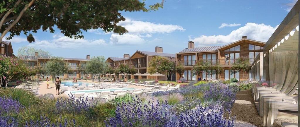 Architectural rendering of Appellation Healdsburg, part of an 8-acre campus set to open in summer 2025. (Courtesy: R.D. Olson Construction)