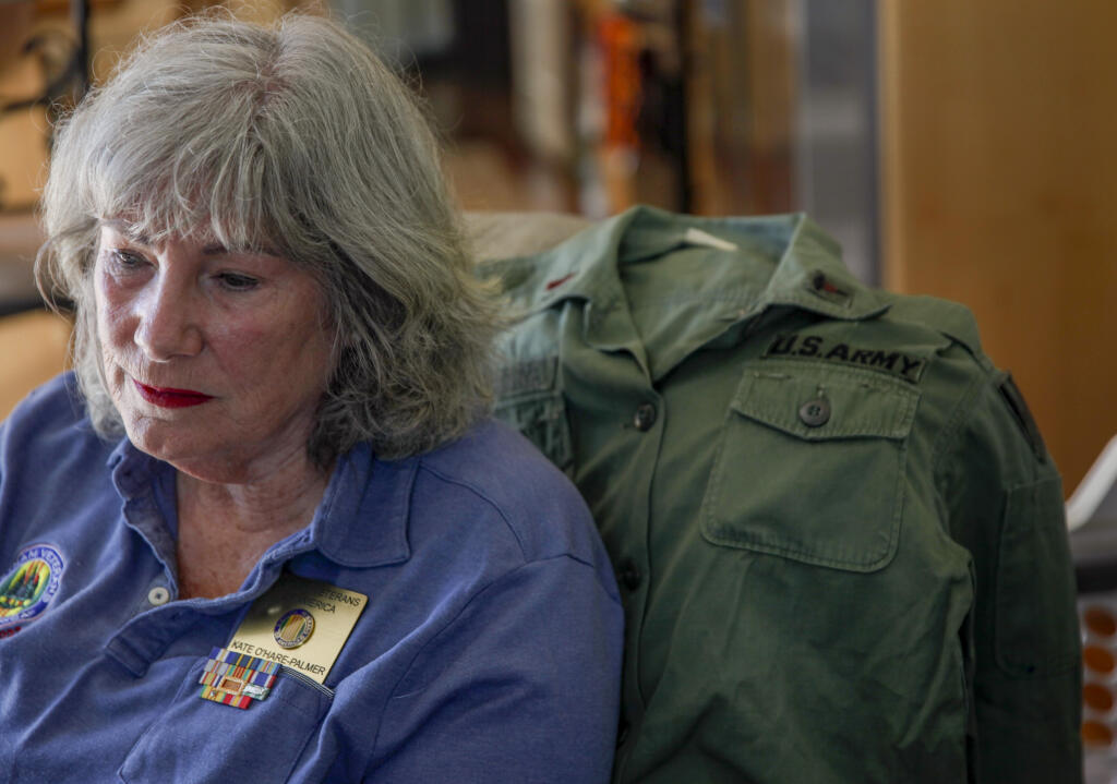 Kate O’Hare-Palmer of Petaluma served in the U.S. Army Nurse Corps during the Vietnam War. Photographed on Thursday, Oct. 12, 2023. (Crissy Pascual / Argus-Courier Staff)