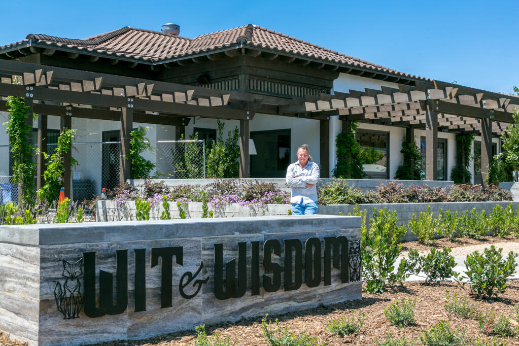 Mark Wilson, of design firm Wilson Ishihara, outside the newly redesigned restaurant, now called Wit & Wisdom, at The Lodge at Sonoma, Monday, July 20, 2020. (Photo by Julie Vader/special to the Index-Tribune)
