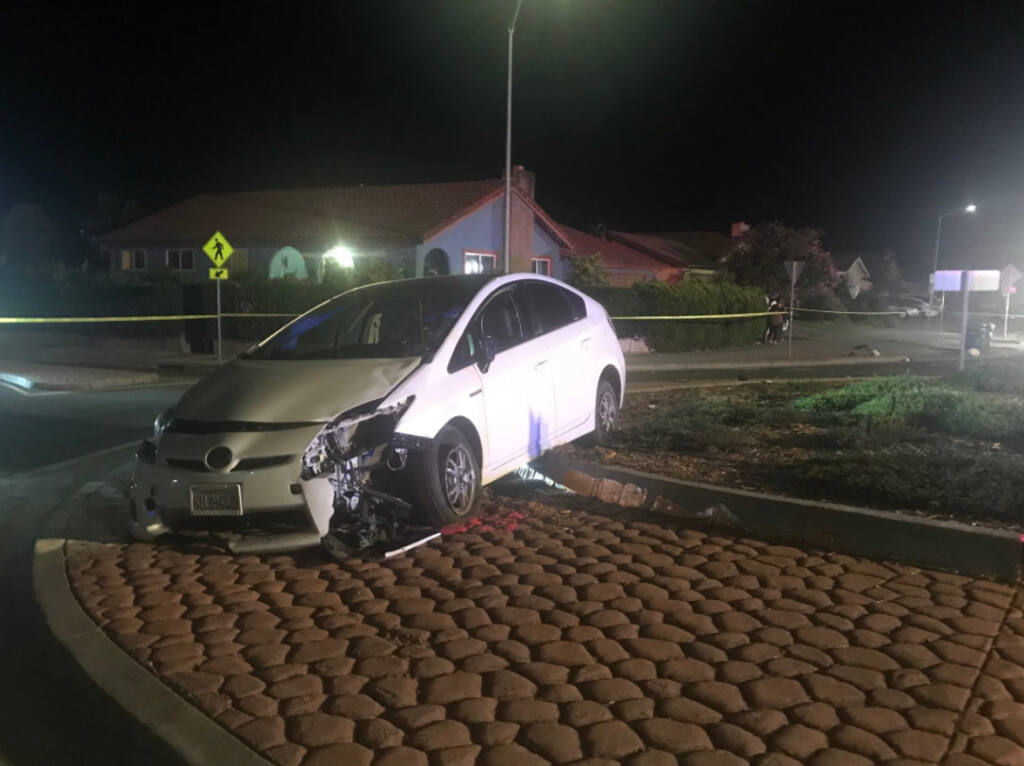 A pedestrian died after being hit by a suspected DUI driver in Petaluma on Tuesday, Sept. 22, 2020. (Petaluma Police Department)