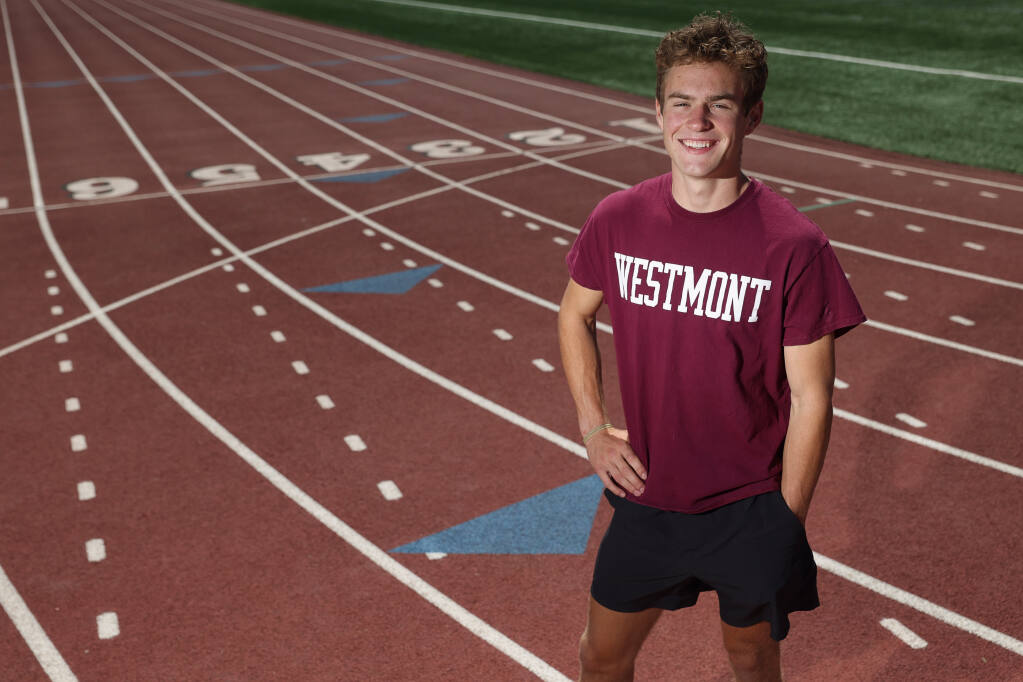 Graduating senior Jack Vanden Heuvel was able to make the most of his shortened track season by running impressive times and breaking school records in the 800-meter distance (1:55.14) and the 1,600 (4:15.63).  Vanden Heuvel will be attending Westmont College in the fall.  (Christopher Chung / The Press Democrat)