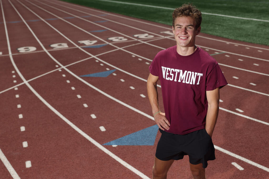 Graduating senior Jack Vanden Heuvel was able to make the most of his shortened track season by running impressive times and breaking school records in the 800-meter distance (1:55.14) and the 1,600 (4:15.63).  Vanden Heuvel will be attending Westmont College in the fall.  (Christopher Chung / The Press Democrat)