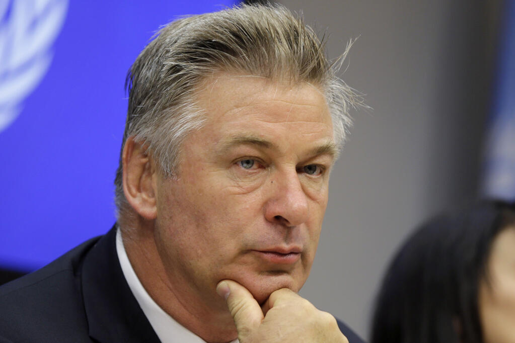 FILE - Actor Alec Baldwin attends a news conference at United Nations headquarters, on Sept. 21, 2015. (AP Photo/Seth Wenig, File)
