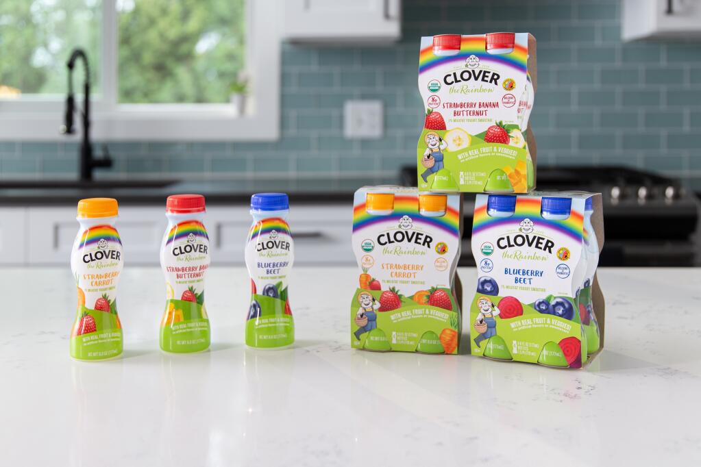 A new line of Clover the Rainbow smoothies help kids eat the rainbow of fruits and vegetables. (Clover Sonoma)