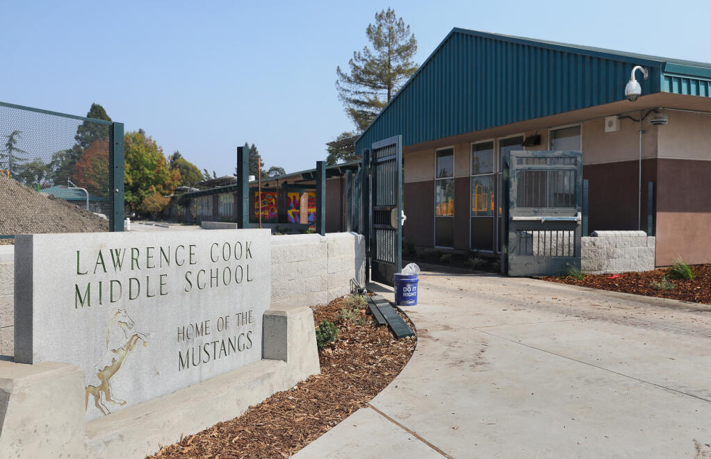 Lawrence Cook Middle School in Santa Rosa on Monday, September 21, 2020.  (Christopher Chung/ The Press Democrat)