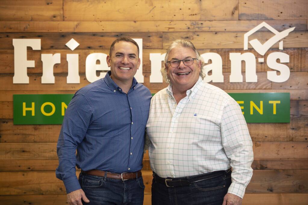 Barry Friedman, left, CEO of Friedman's Home Improvement, with his father, Bill Friedman, in 2019. (courtesy of Friedman's Home Improvement)
