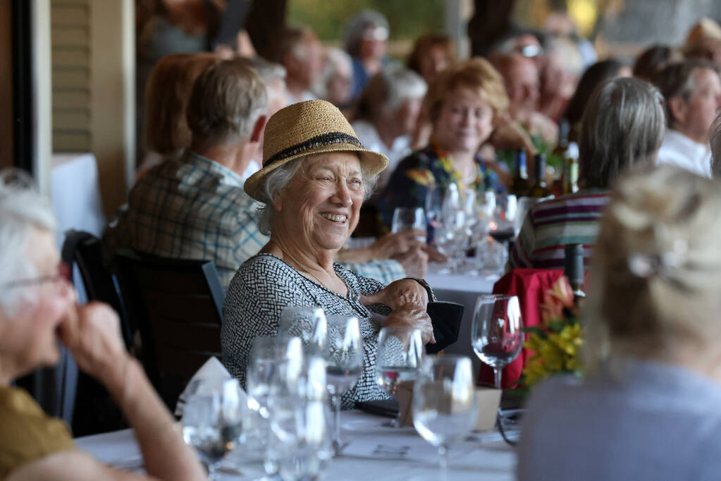 Retired Press Democrat columnist Gaye LeBaron and local historian attends the event “One Story at a Time,” a benefit for the Museum of Sonoma County at the Wild Oak Saddle Club in Santa Rosa, Calif. on Sunday, July 10, 2022. (Beth Schlanker / The Press Democrat)
