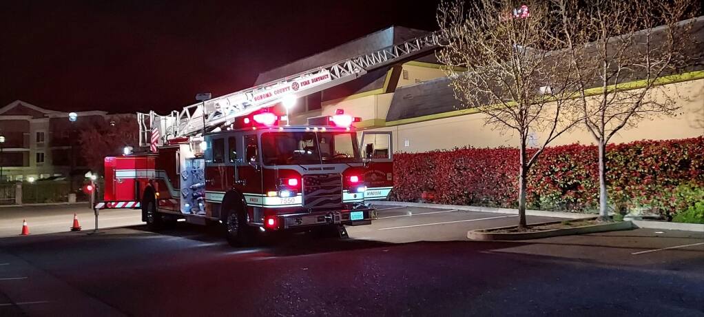 The Sonoma County Fire District were dispatched 2:47 a.m. Sunday to a fire alarm at the Windsor Bowling Center. (Sonoma County Fire District)